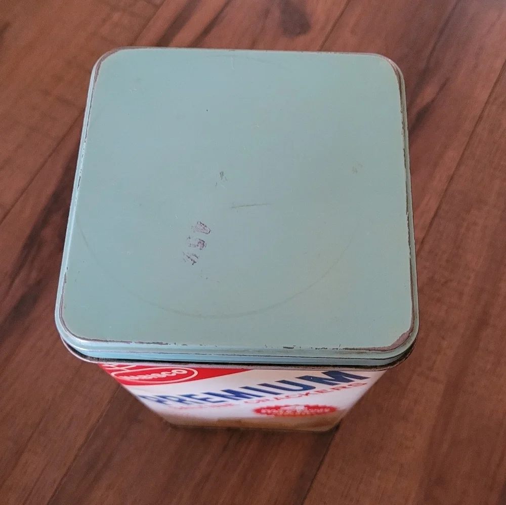 1960s Premium Saltine Cracker Tin Nabisco‎ Bi-Lingual Cracker Canister